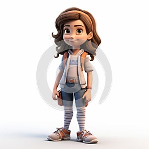 Volumetric Lighting: 3d Render Cartoon Of Sarah As A Kid