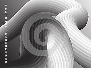 Volumetric relief striped waves wriggle against a gradient background. Looks like tube paste