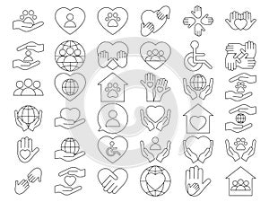 Voluntary, charity, donation set icons.