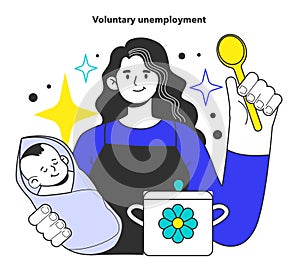 Voluntary unemployment. Social problem of occupancy, job offer photo
