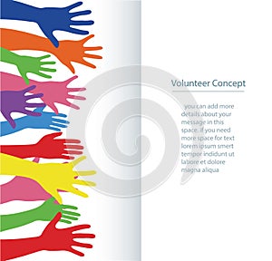 Volunteer concept, free hands rise up banner background vector illustration