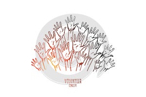 Volunteer concept. Hand drawn vector.