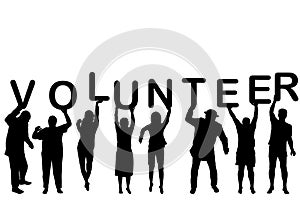 Volunteer concept with people silhouettes