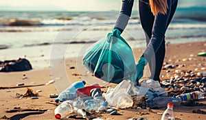 Volunteer Efforts in Ocean Beach Cleanup. Generative ai