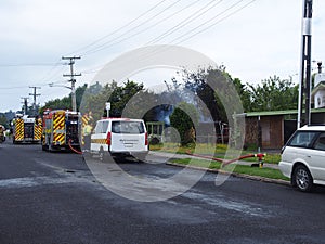 Volunteer firemen at a callout emergency