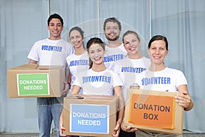 Volunteer group with food donation