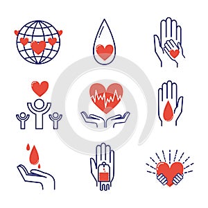 Volunteer icons vector set.