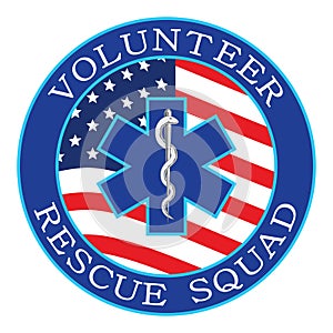 Volunteer Rescue Squad Design With Flag