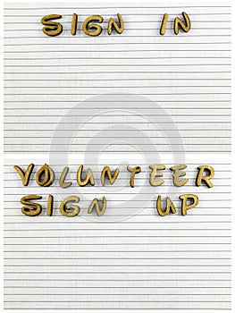 Volunteer sign up blank sheet help give letters
