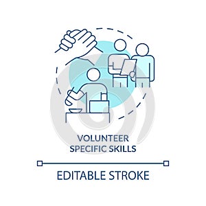 Volunteer specific skills turquoise concept icon