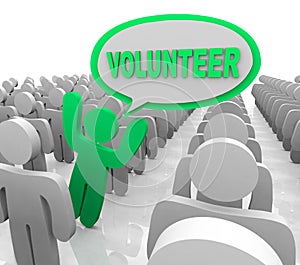 Volunteer Speech Bubble Person in Helper Crowd