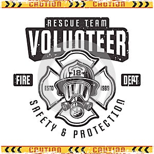 Volunteer vector retro emblem for fire department