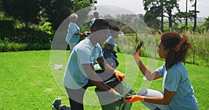 Volunteers collecting rubbish and recycling