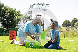 Volunteers collecting rubbish and recycling