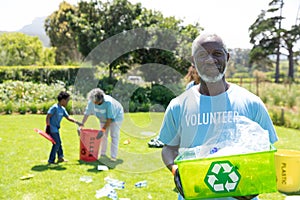 Volunteers collecting rubbish and recycling