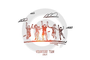 Volunteers concept. Hand drawn isolated vector