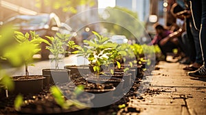 Volunteers contributing to city beautification through tree planting