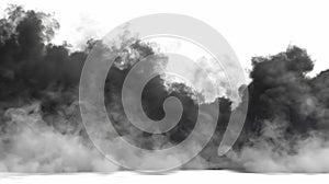 Voluptuous clouds of billowing smoke in grayscale for a dramatic effect
