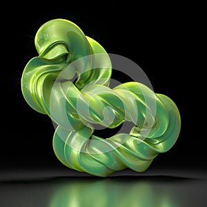 voluptuous green abstract curved sculpture on a black background