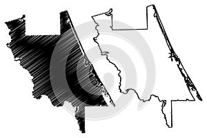 Volusia County, Florida U.S. county, United States of America, USA, U.S., US map vector illustration, scribble sketch Volusia