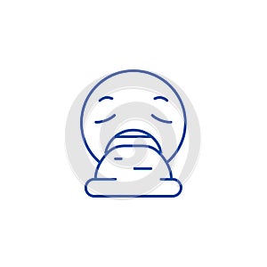Vomit emoji line icon concept. Vomit emoji flat  vector symbol, sign, outline illustration.