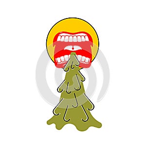 Vomit face emoji. Puke Vector illustration. Retching cartoon. Vomitus