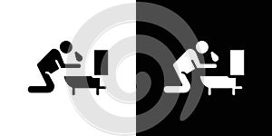 vomiting in bathroom icon logo set vector