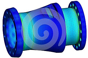 Von mises stress plot of a finite element analysis with mesh - 3d ilustration