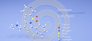 vonoprazan molecule, molecular structures, voquezna, 3d model, Structural Chemical Formula and Atoms with Color Coding photo