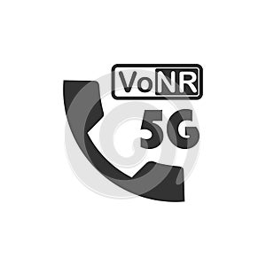 VoNR icon. Voice over 5G new radio. Fifth generation rich call feature. VoLTE equivalent. photo