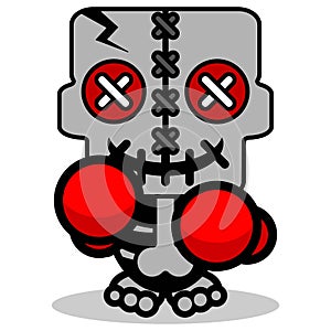 voodoo boxing skull doll mascot