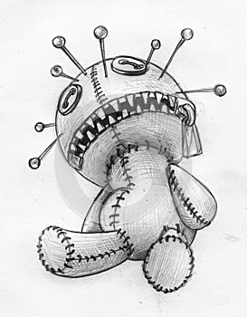 Voodoo doll pencil sketch