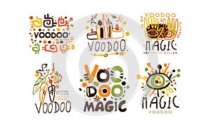 Voodoo and Magic Labels Design Vector Set photo