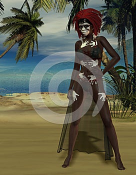 Voodoo priestess at the beach photo