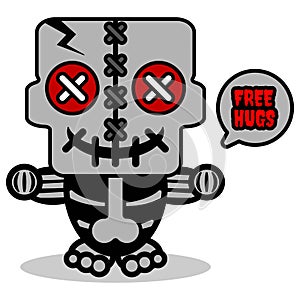 voodoo skull doll mascot free hugs