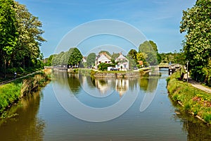The Rain River de Loire and the Canal of OrlÃÂ©ans near the town of Combleux, Loiret, France. photo