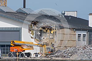 Construction workers making repairs on the library in Vordingborg