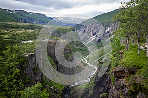 Voringsfoss valley scenic canyon landscape.