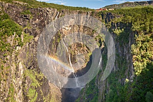 Voringsfossen waterfall canyon valley in Hardangervidda, Norway