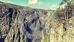 Voringsfossen waterfall with rainbow, Norway