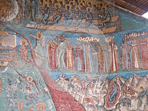 Voronet Monastery, Bucovina County, Romania, Judgement Day scene painting