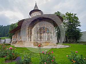 Voronet Monastery painted church in Moldavia photo