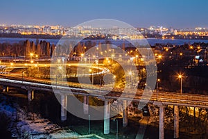 Voronezh highway. Transport interchange with overpass and bridge