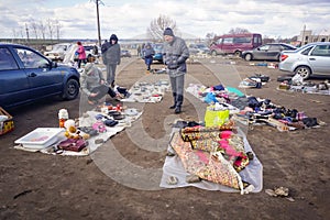 Voronezh, Russia - March 15, 2020: Flea market is a place where people sell old and antiques