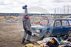 Voronezh, Russia - March 15, 2020: Flea market is a place where people sell old and antiques