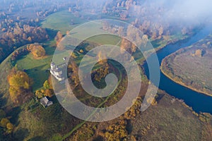 Voronich and the Trigorskoye estate, October day. Pushkinskie Gory