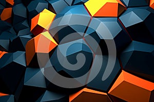 Fiery Blocks Background Texture - Obsidian Voronoi Rocky Abstract Design