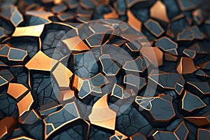 Vibrant Voronoi Block Texture - Obsidian Shiny Abstract 3D Background