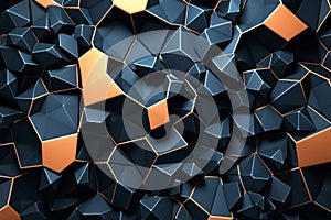 Vibrant Voronoi Block Texture - Obsidian Lava Abstract 3D Background