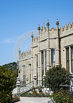 The Vorontsov Palace built in Moorish style in 19th century near the Crimean Mountains